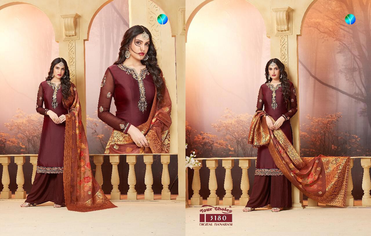 Digital Banarasi Your Choice Embroidered Palazzo Suits Digital Banarasi Your Choice Embroidered Palazzo Suits